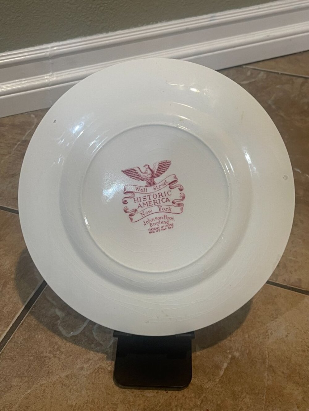 Johnson Bros Historic America Wall Street Red Transferware Plate - Picture 5 of 9